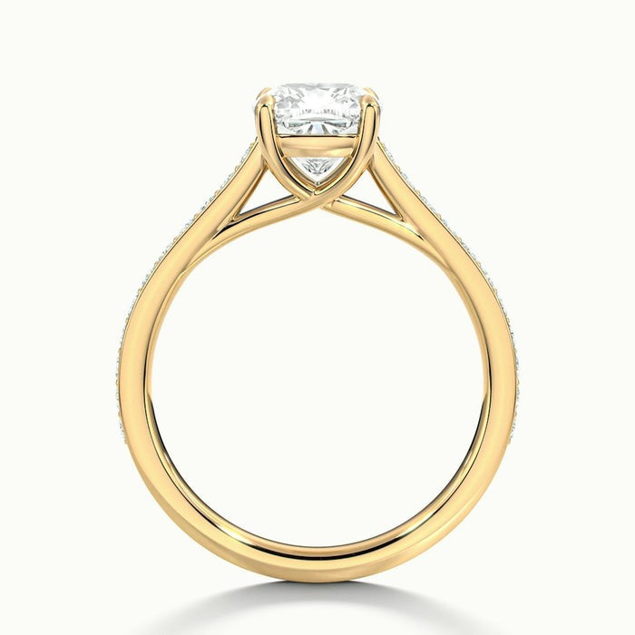 Gilded Cushion Temple Pavé Moissanite Engagement Ring